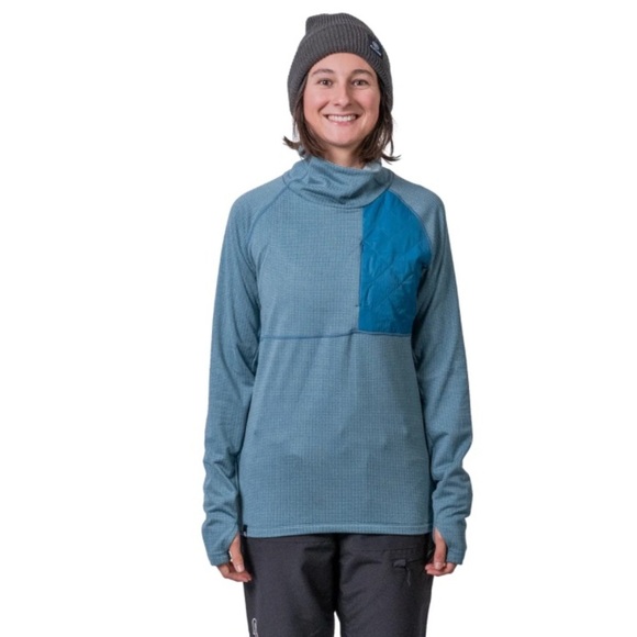 FLYLOW NEW 2022 Sondra Fleece Mid-Layer Technical Sweatshirt Neptune Blue Large - Picture 1 of 14